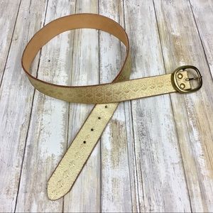Genuine Leather Metallic Gold Belt